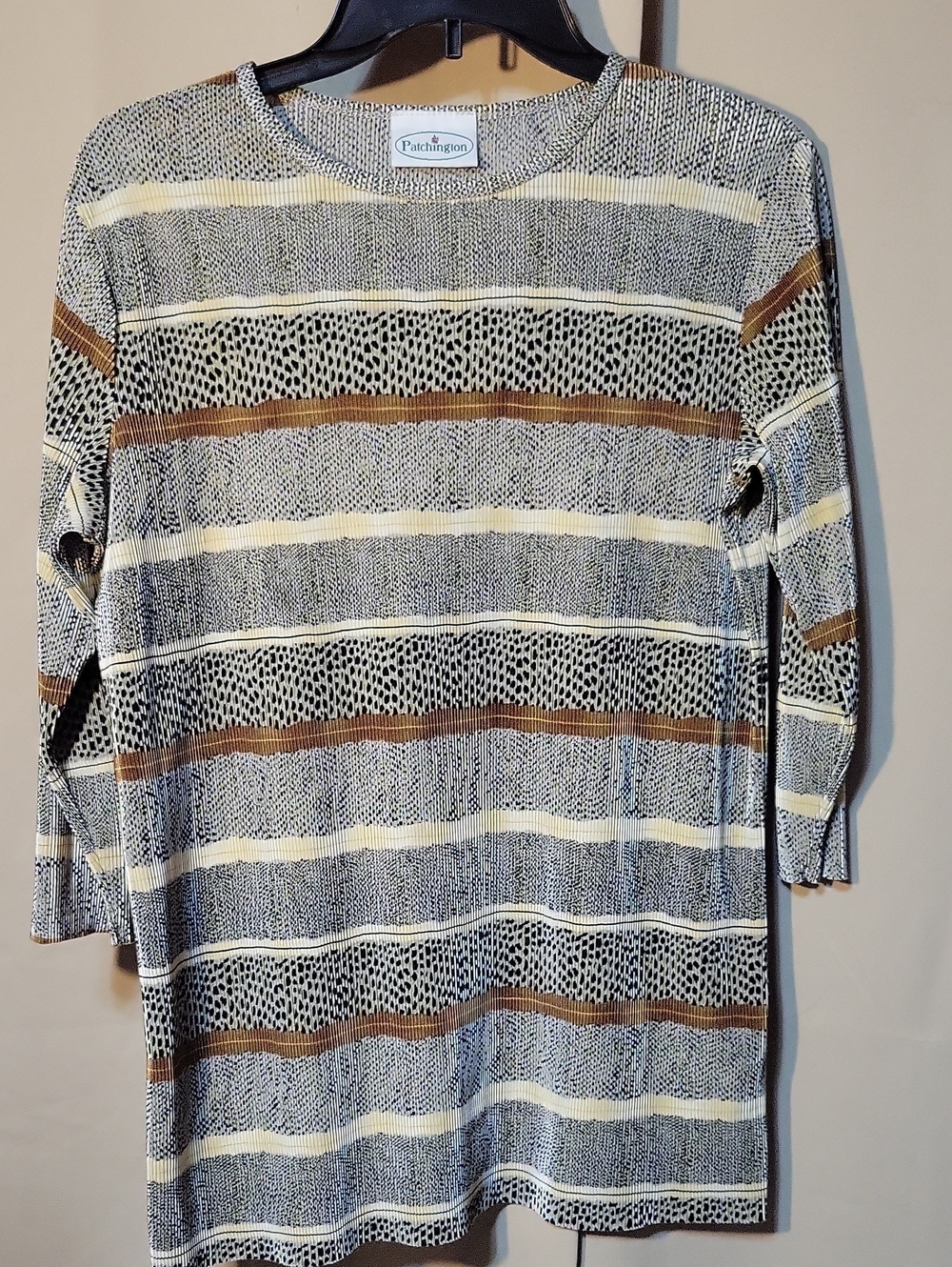 Patchington Cream, Brown and Black Striped Crewneck Sweater